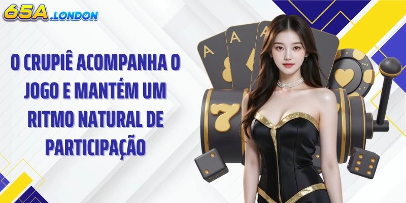 O crupiê acompanha o jogo e mantém um ritmo natural de participação